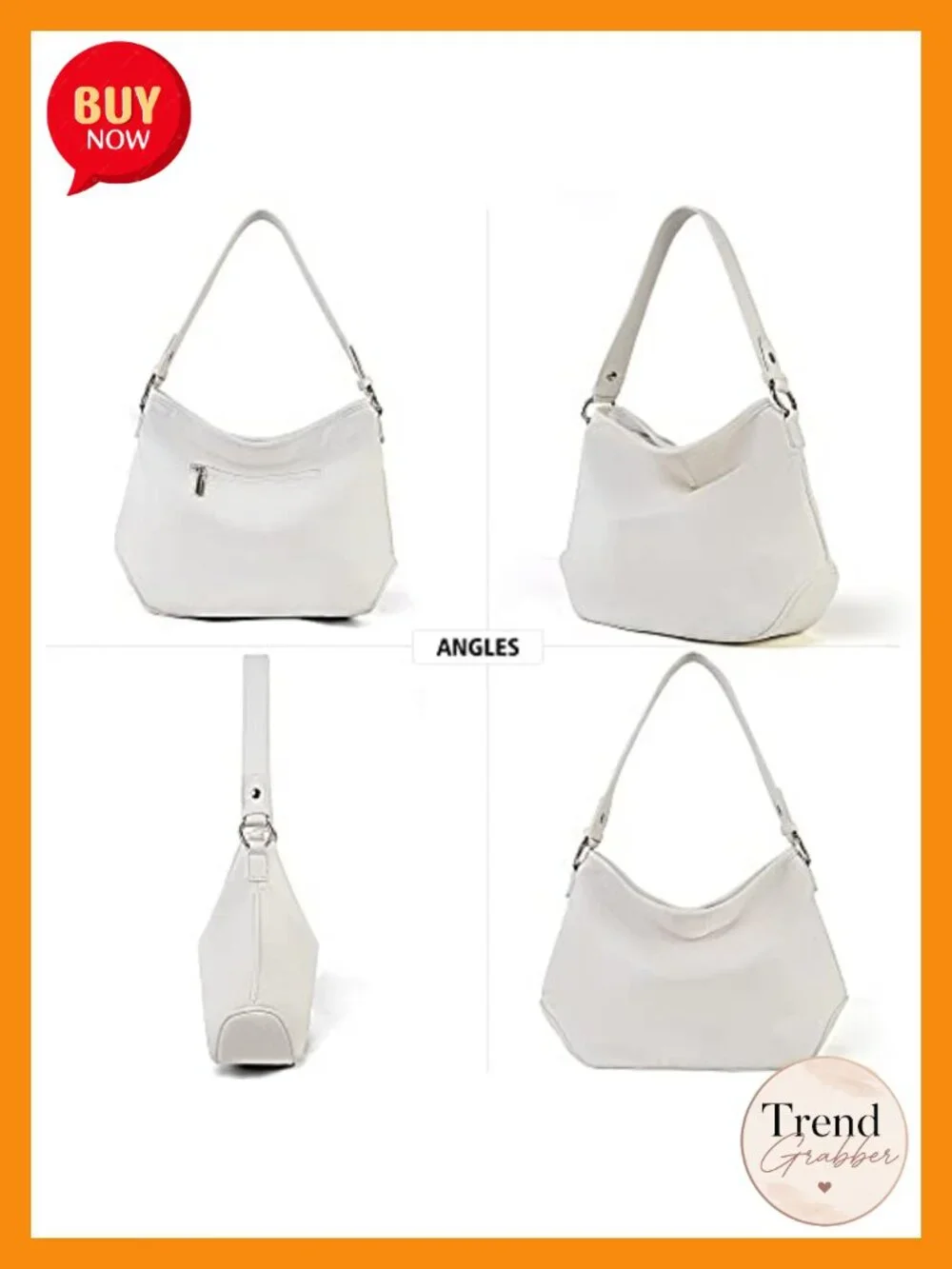 Medium Vegan Leather Hobo Shoulder Bag Crossbody Detachable Strap